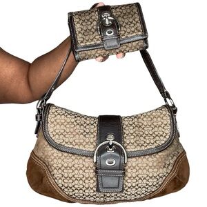 Vintage brown Coach Soho bag and matching wallet set.